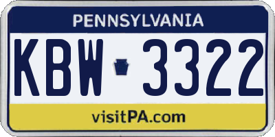 PA license plate KBW3322