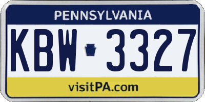 PA license plate KBW3327