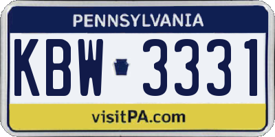 PA license plate KBW3331