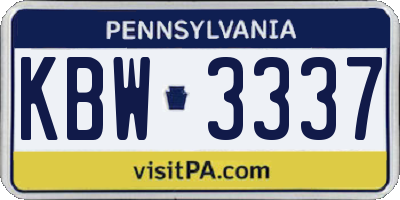 PA license plate KBW3337