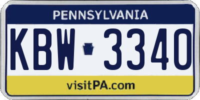 PA license plate KBW3340