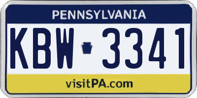 PA license plate KBW3341