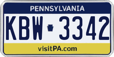 PA license plate KBW3342