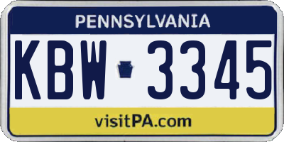 PA license plate KBW3345
