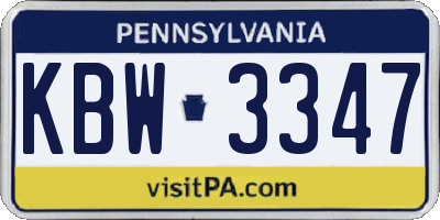 PA license plate KBW3347