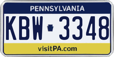 PA license plate KBW3348
