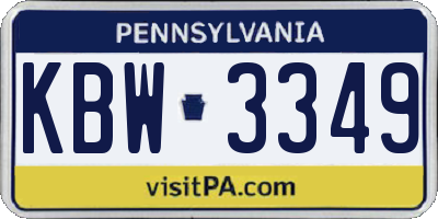 PA license plate KBW3349