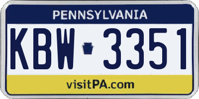 PA license plate KBW3351