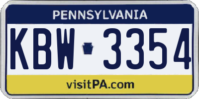 PA license plate KBW3354