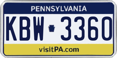PA license plate KBW3360