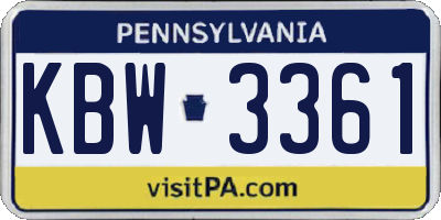 PA license plate KBW3361