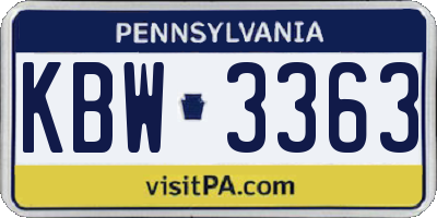 PA license plate KBW3363