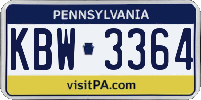 PA license plate KBW3364