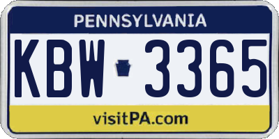 PA license plate KBW3365