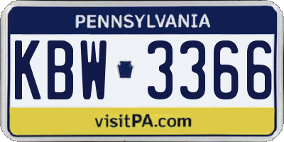 PA license plate KBW3366