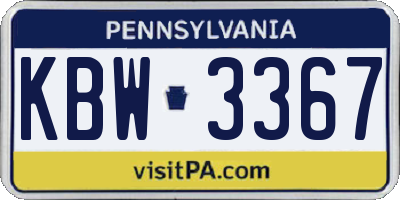 PA license plate KBW3367
