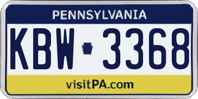 PA license plate KBW3368