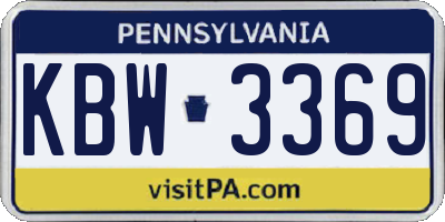 PA license plate KBW3369