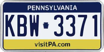 PA license plate KBW3371