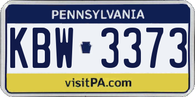 PA license plate KBW3373