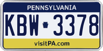 PA license plate KBW3378
