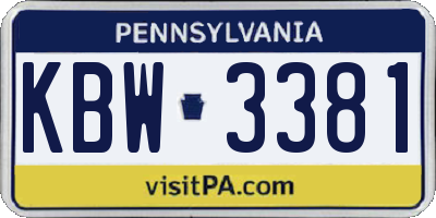 PA license plate KBW3381