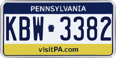 PA license plate KBW3382