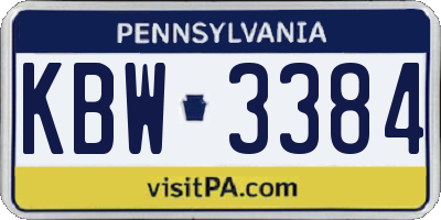 PA license plate KBW3384