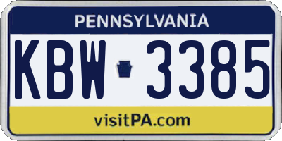 PA license plate KBW3385