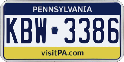 PA license plate KBW3386