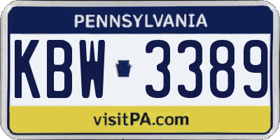 PA license plate KBW3389