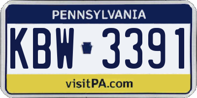 PA license plate KBW3391