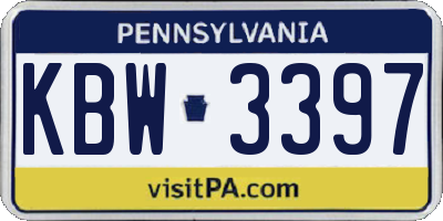 PA license plate KBW3397