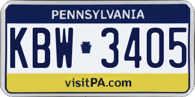 PA license plate KBW3405