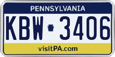 PA license plate KBW3406