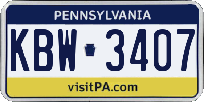 PA license plate KBW3407