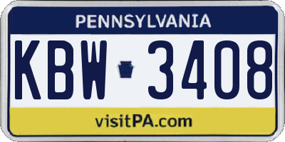 PA license plate KBW3408