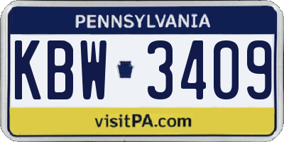PA license plate KBW3409