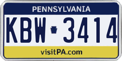 PA license plate KBW3414
