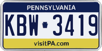 PA license plate KBW3419