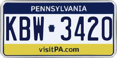 PA license plate KBW3420