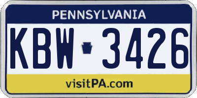 PA license plate KBW3426