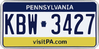 PA license plate KBW3427