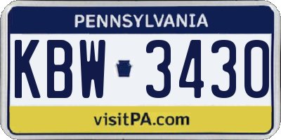 PA license plate KBW3430