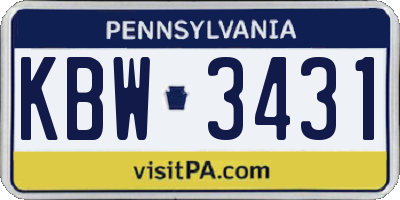 PA license plate KBW3431