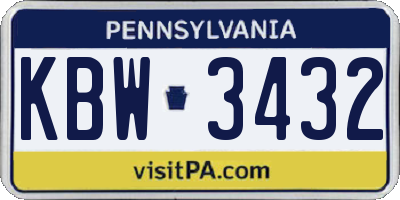 PA license plate KBW3432