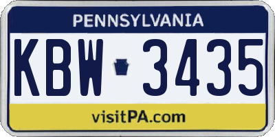 PA license plate KBW3435