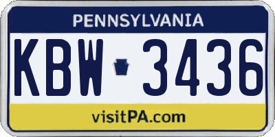 PA license plate KBW3436