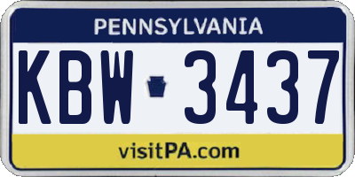PA license plate KBW3437