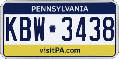 PA license plate KBW3438